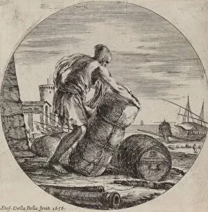 Cargo Gallery: Galley Slave Hauling a Ships Cargo, 1656. Creator: Stefano della Bella