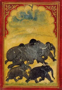 Stampede Prints: Five Galloping Elephants, Number Six of the Gajpati (Lord of Elephants)