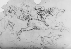 Galloping Horseman and Other Figures, c1480 (1945). Artist: Leonardo da Vinci