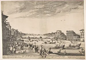 River Arno Prints: Game of the Bridge, Pisa, 1634. Creator: Stefano della Bella