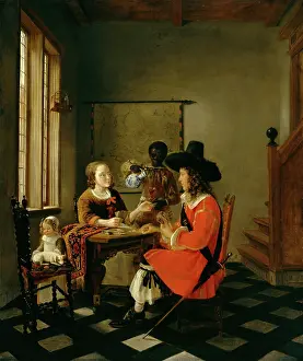 Parlor Prints: The Game of Cards, c1660. Creator: Hendrick van der Burch