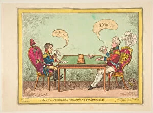 Card Table Gallery: A Game of Cribbage or Boneys Last Shuffle, June 6, 1814. Creator: George Cruikshank