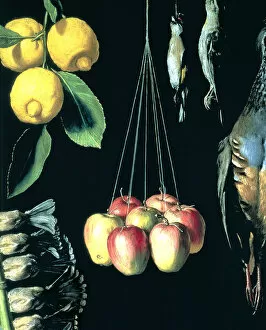 Carrot Gallery: Game, fruits and vegetables, 1602, detail. Work by Juan Sanchez Cotan