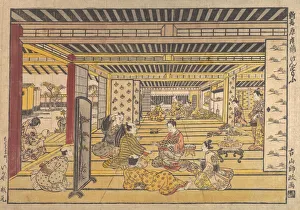 A Game of Hand Sumo in the New Yoshiwara, ca. 1740. Creator: Furuyama Moromasa