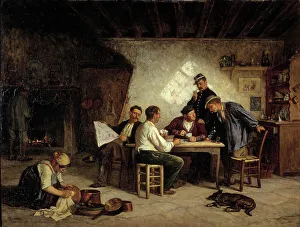 Cooking Pot Prints: A Game of Piquet, 1869. Creator: Adolf von Becker