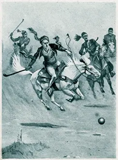Turbans Prints: Game of polo, 1888. Creator: Stanley Llewellyn Wood
