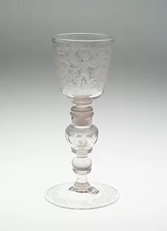 Blown Glass Gallery: Gaming Goblet with Glass Dice, Bohemia, Late 17th century. Creator: Unknown