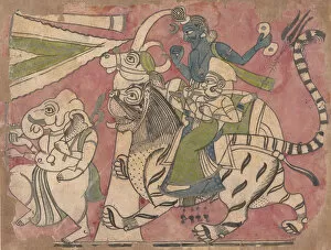 Leading Gallery: Ganesha Leads Shiva and Durga in Procession, 18th century. Creator: Unknown