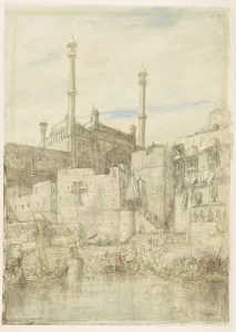 Ganges River Prints: On the Ganges at Benares, c.1877-c.1932. Creator: Marius Bauer