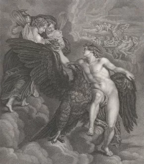 Images Dated 26th November 2020: Ganymede, leaning on an eagle, receiving the cup from Hebe, 1786
