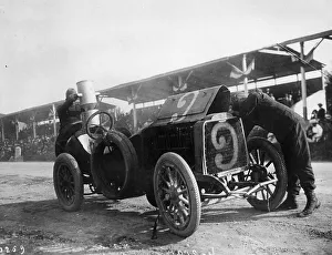 Bologna Prints: Garcet refuelling his Mors, Coppa Florio, Bologna, Italy, 1908