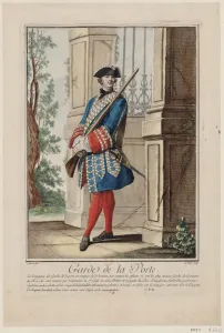 Maison Du Roi Prints: Garde de la porte, 1756. Creator: De Fehrt, Antoine Jean (1723-1774)