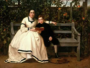 Double Portrait Prints: In The Garden at Auchlunies, 1870. Creator: George Reid