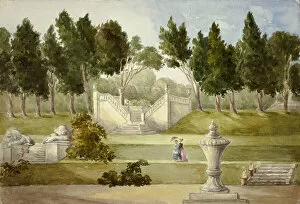 Garden at Clifton Hall, July 1845. Creator: Elizabeth Murray