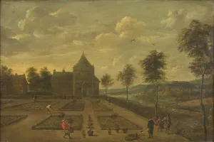 Parterre Prints: A Garden in front of a Country Seat, 1625-1690. Creator: David Teniers II
