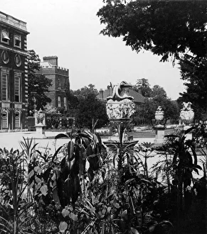 Garden and part of the east front, Hampton Court Palace, Richmond upon Thames, London Garden and part of the east front, Hampton Court Palace, Richmond upon Thames, London