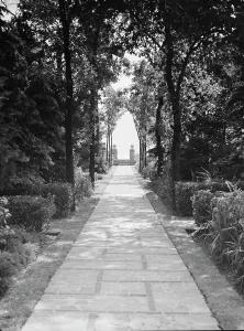 Tranquillity Prints: Garden in East Hampton, Long Island, between 1933 and 1942. Creator: Arnold Genthe