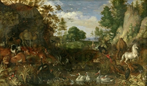 Secluded Prints: The Garden of Eden, 1622. Creator: Roelandt Savery