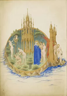 Medieval Illuminated Letter Gallery: Garden of Eden (Les Tres Riches Heures du duc de Berry). Artist