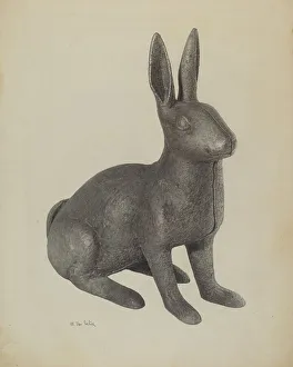 Garden Feature Prints: Garden Figure (Rabbit), c. 1939. Creator: Maurice Van Felix