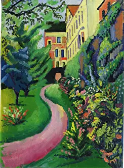 Our garden with flowering borders, 1912. Creator: Macke, August (1887-1914)