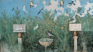 Fresco Prints: Garden. Fresco from The House of the Golden Bracelet (Casa del Bracciale d Oro), 1st H