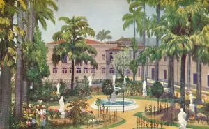Alured Gray Prints: Garden of the Itamaraty Palace - Foreign Office, 1914. Artist: Edgar L Pattison