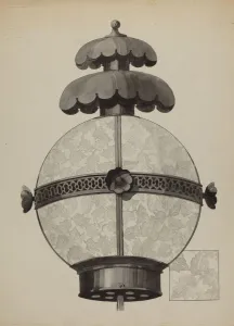 Huston Florence Prints: Garden Lamp, c. 1937. Creator: Florence Huston
