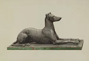 Garden Feature Prints: Garden Ornament (Greyhound), c. 1939. Creator: George Constantine;Constantine, George