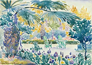 Palm Trees Prints: Garden of the Painter at Saint Clair, 1908. Creator: Henri-Edmond Cross