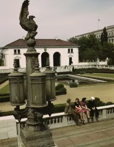 John Collier Prints: Garden of the Pan American Building, Washington, D. C. 1943. Creator: John Collier