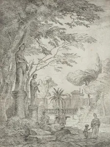 Garden Scene with Two Statues (Garden of the Villa Medici), between circa 1710 and circa 1720. Creator: Jan Frans van Bloemen