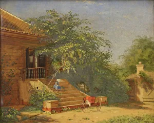 The Garden Steps Leading to the Painter Christen Kobke's Studio at Blegdammen, Copenhagen, 1844. Creator: Frants Diderik Bøe