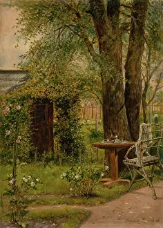 Flower Beds Prints: Garden with a table, 1902. Creator: Eduard Majsch