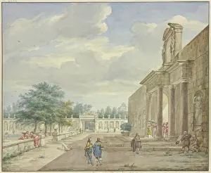 Garden with a terrace and rich portal, 1773. Creator: Aert Schouman