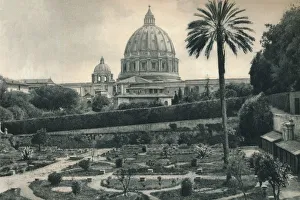 Simoni Prints: Gardens of the Vatican and dome of St Peters Basilica