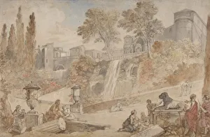 Charles Natoire Collection: Gardens of the Villa d Este at Tivoli, 1760. Creator: Charles-Joseph Natoire