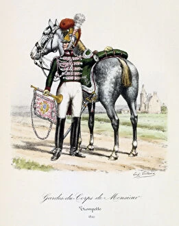 Images Dated 6th December 2005: Gardes-du-Corps de Monsieur, Trumpeter, 1820. Artist: Eugene Titeux