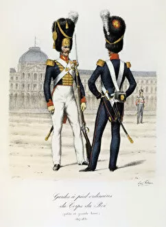 Military Equipment Gallery: Gardes a pied ordinaires du Corps de Roi, petite and grande tenue, 1817-30 Artist: Eugene Titeux