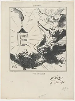 Bright Prints: Gare la lumiere!, 1870. Creator: Honore Daumier