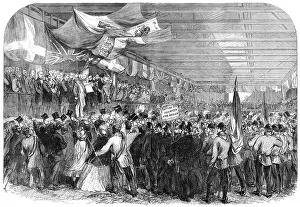 Welcoming Party Prints: Garibaldi in England: Garibaldi receiving an address at the Nine Elms railway station