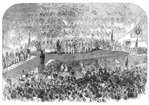 Welcoming Party Prints: Garibaldi in England: Garibaldi receiving addresses at the Crystal Palace