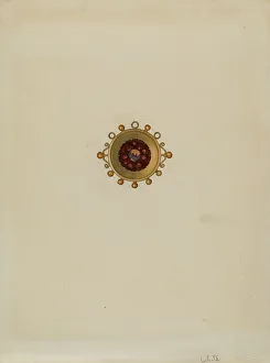 Garnet Earring, c. 1936. Creator: Edward White