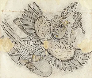 Garuda Flying through the Air (image 1 of 3), between c1750 and c1775. Creator: Unknown