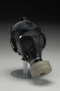 Protective Equipment Prints: Gas mask with filter canister worn at demonstrations in Ferguson, Missouri, 2014