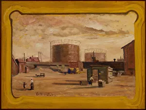 Louis M Eilshemius Prints: Gas Tanks at End of 23rd Street, New York, 1909. Creator: Louis Michel Eilshemius