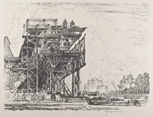 Pennell Joseph Prints: Gas Works from the Canal, Berlin, 1921. Creator: Joseph Pennell