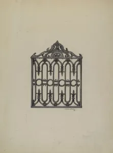 Eugene Shellady Prints: Gate, 1937. Creator: Eugene Shellady