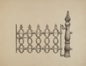 Gatepost Prints: Gate and Gatepost, c. 1940. Creator: Jerome Hoxie