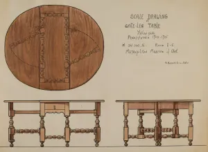 Notes Prints: Gate-leg Table, c. 1936. Creator: M. Rosenshield-von-Paulin